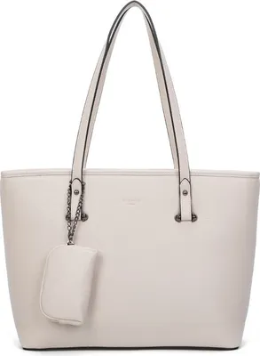 Immagine prodotto di Borsa shopper da donna con zip - Formato A4 - Beige - Borsa per la scuola, il lavoro e il tempo libero