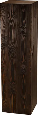A tall, dark brown wooden column with a natural wood grain texture, presented against a white background.
