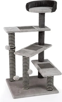 Obrázek produktu pro COSTWAY škrabadlo pro psy, 93 cm, schodiště pro kočky s jutovými škrabadly, 3 plošinami, sisalovými škrabadly a lehátkem, do 15 kg, schodiště pro domácí mazlíčky, šedá barva