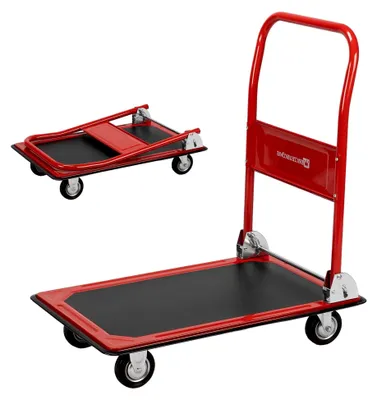 Produktbild von Plattformwagen mit 150 kg Traglast - klappbarer Transportwagen - rutschfeste Ladefläche - Vollgummirollen - Außenmaße 73 x 47 cm