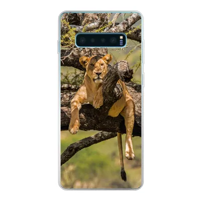 Produktbild von MuchoWow® Handyhülle Schutzhülle Hülle für Samsung Galaxy S10 Lite Löwe - Baum - Braun Silikon Softcase Handy Hülle - Schutz