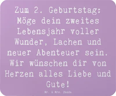 Produktbild von Mr. & Mrs. Panda Mouse Pad Spruch 2. Geburtstag Wünsche - Lavendeltraum - Geschenk, Geburtstagskarte, Abenteuer, Happy Birthday, Mauspad, Mousepad, Meilenstein, Alter, pc