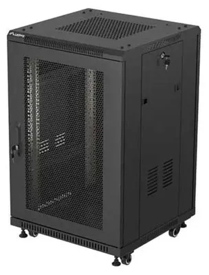 Zdjęcie produktu dla Lanberg FF01-6618-23B, Stojak wolnostojący, 18U, 800 kg, Zamek, Relingi, Kółka