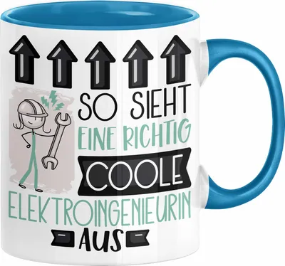 Produktbild von Elektroingenieurin Geschenk Tasse Geschenkidee für Elektroingenieurin Geburtstag Weihnachten Spruch So Sieht Eine Richtig Coole Elektroingenieurin Aus Kaffee-Becher  (Blau)
