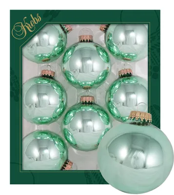 Produktbild von Krebs Glas Lauscha Kugeln im 8er Set - Hellgrün - Christbaumschmuck aus Glas - Unifarbende Kugeln - Größe: 7cm - 60007