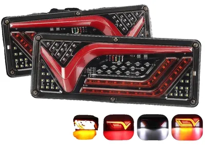 Image de Feu arrière LED, 24 V, 67 LED, 32,5 cm x 13 cm x 1,7 cm, fonctions : feu arrière/feu stop/clignotant/marche arrière, étanche