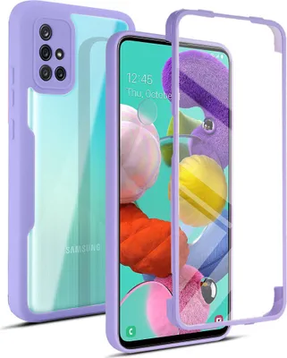 Produktbild von Samsung Galaxy A51 4G Schutzhülle, Eingebautem Displayschutz 360 Grad Komplettschutz Handyhülle für Samsung A51 4G Lila