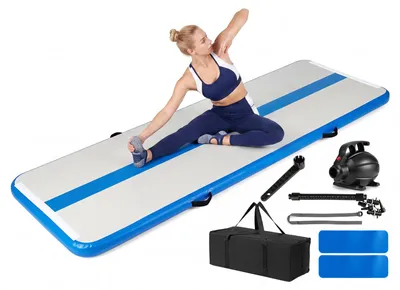 Produktbild von COSTWAY 3m Air Matte Track, Gymnastikmatte aufblasbar, Tumbling Matte inkl. elektrischer Luftpumpe & Tragetasche, Turnmatte 10 cm, Trainingsmatte