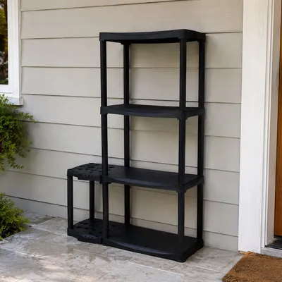 Immagine prodotto di Dmora Armadio da Esterno Blanca 30x89x133h cm Nero Antracite, 3 Vani Resistente ai Raggi uv, Impermeabile Italy