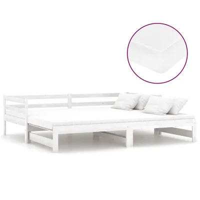 Obrázek produktu pro Výsuvná válenda 2 x (90 x 200) cm bílá masivní borovice