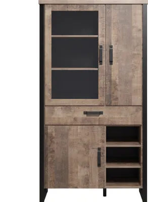 Produktbild von trendteam Emile Stauraumvitrine Tabak Eiche Nachbildung/Schwarz, B/H/T ca. 106/195/45 cm