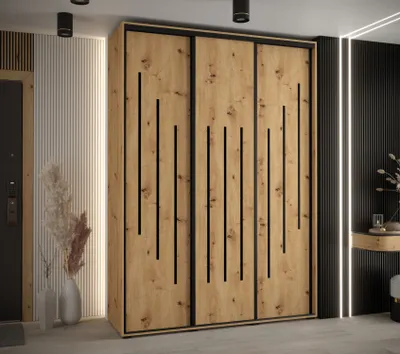 Produktbild von Kleiderschrank ASIRI 8 - 180/60 cm, Artisan-Eiche / Schwarz