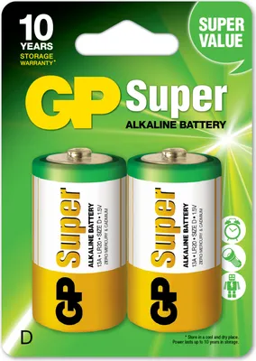 Zdjęcie produktu dla GP Batteries Super Alkaline 5501, Jednorazowa bateria, D, Alkaliczny, 1,5 V, 2 szt.