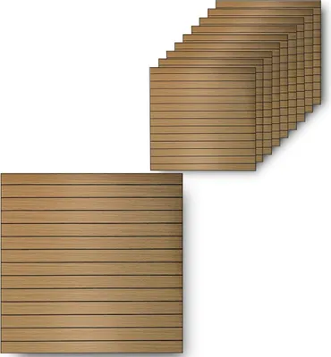 Produktbild von Selbstklebende Wandpaneele 3D Holzoptik – Fliesenaufkleber PVC – Wandverkleidung ohne Bohren – zuschneidbar – Hellbraun 60 x 60 cm – für glatte Innenflächen