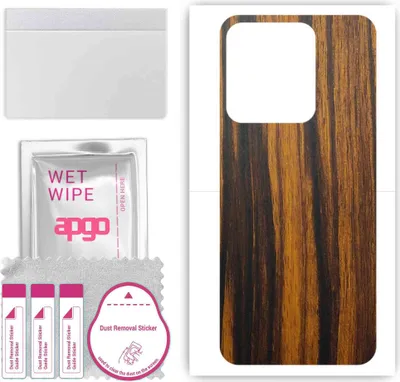 Produktbild von apgo Rückseite Schutzfolie, Skin, kompatibel mit Tecno Spark 8C, Hinten Displayschutzfolie aus Vinylfolie, kratzfest, einfache Montage - Tigerwood