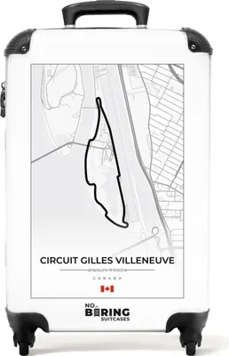 Produktbild von NoBoringSuitcases.com® Koffer Handgepäck Trolley Rollkoffer Kleine Reisekoffer mit 4 Rollen - Rennstrecke - Circuit Gilles Villeneuve - Formel 1 - Kanada - Weiß - Cabin Size < 55x40x23 cm & 55x40x20 cm - Fotokoffer - Kabinenkoffer - BoardgepäckHandgepäck Koffer 55x35x20 cm, 36L,