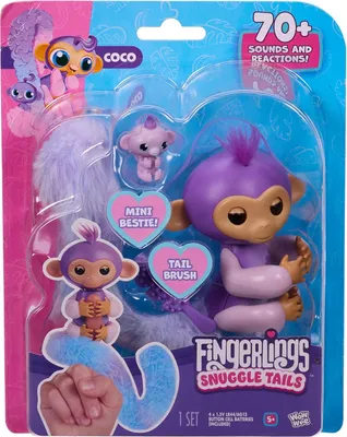 Obrázok produktu pre Fingerlings Snuggle Tails Interaktívna fialová opička COCO