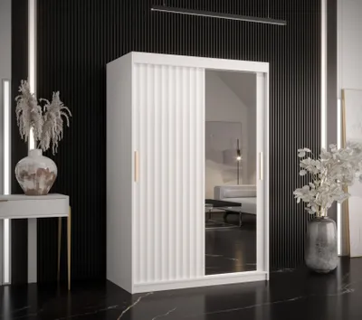 Produktbild von Kleiderschrank mit Spiegel RADKIN 2 – Breite 120 cm, weiß