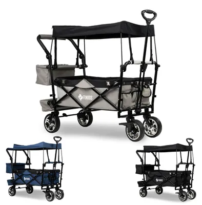 Produktbild von FINOOS - Faltbarer Bollerwagen / faltbarer Bollerwagen - Dach - Extras - Grau