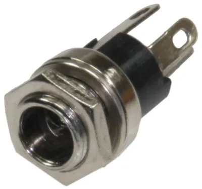 Produktbild von ChiliTec 21587 Einbaubuchse für 2,1/5,5mm Hohlstecker max. 12V DC / 3A, Ø 10mm, Lötanschluss