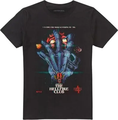 Image de T-shirt « Stranger Things » pour homme, motif « Hellfire », noir, taille XXL