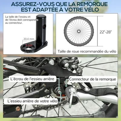 Image de Remorque pour vélos - Remorque de transport et support pour bagages, avec housse étanche amovible - Charge maximale : 40 kg