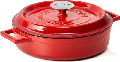 Produktbild von LAVA Kochtopf mit Deckel aus emailliertem Gusseisen Rot mit 2,5 Liter