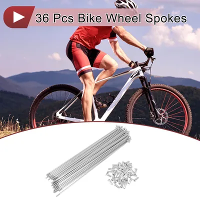 Produktbild von 36 Set 12G Fahrradspeichen 202mm Fahrradradspeichen 45 Stahl Verzinkt Silberton