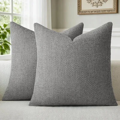 Immagine prodotto di Omgoods - Set di 2 federe in velluto, 50 x 50 cm, grigio