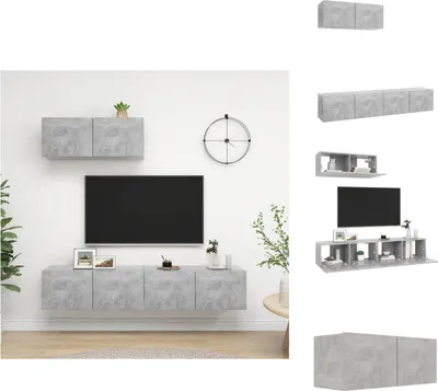 Produktbild von vidaXL TV-Schränke 3 Stk. Betongrau Holzwerkstoff -  TV-Möbel