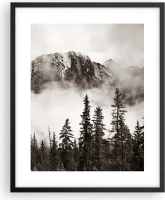 Produktbild von Gerahmtes Poster - Schwarzer Rahmen - Nebel Berg Wald - 40x50 cm - Wand Bild - Wanddeko - Wandbilder - Kunstposter - Wandposter - Bilderrahmen - Bilder - Kunstdruck - Wanddekoration - P2BPA40x50-4936