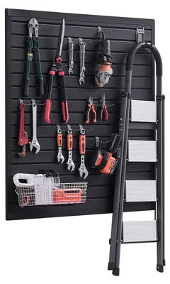 Image de Paroi à outils VEVOR 1230x1235x20 mm, PVC, 136 kg par panneau, panneaux muraux avec structure d'accouplement et découpe DIY, convient pour le stockage et la présentation