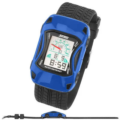 Produktbild von Taffstyle Kinder Armbanduhr Bunte Silikon Kinder Auto Armbanduhr Digital Quartz Alarm,Stoppuhr, Blau