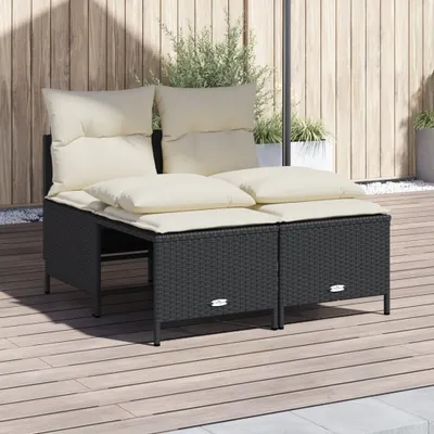Produktbild von Möbel 4-tlg. Garten-Sofagarnitur mit Kissen Schwarz Poly Rattan - Sitzgruppe 368371