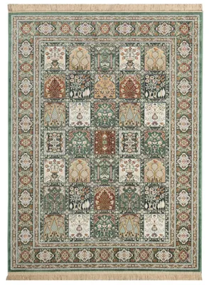 Produktbild von Steffensmeier Kurzflor Teppich Riad | Wohnzimmer | Orient | Pflegeleicht | Felder Grün, Größe: 135x195 cm