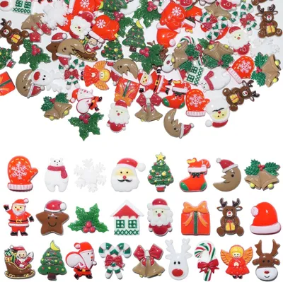 100 Mini-Weihnachtsdekorationen aus Harz, Weihnachtsschmuck, Deko-Set