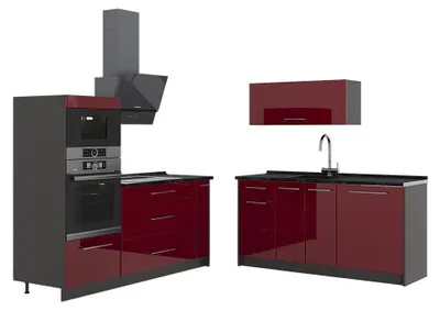 Obrázok produktu pre Kuchyňa Vicco Fame-Line Bordeaux vysoký lesk/antracitová 340 cm, AP Antracit, Model 63677