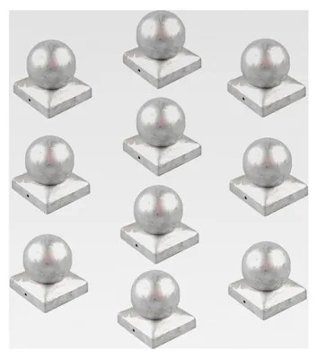 Produktbild von 10 Stück verzinkte Pfostenkappen Abdeckkappen für Pfosten Kugel 101 mm 10x10 cm