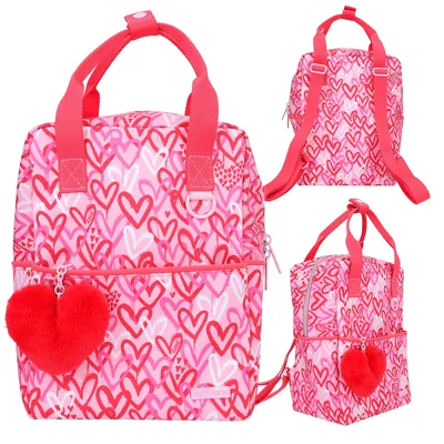 Produktbild von Depesche 12232 TOPModel Rucksack ONE LOVE rot-rosa mit Herzen und Herzanhänger