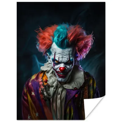 Produktbild von MuchoWow® Poster Clown - Make-up - Kostüm - Porträt - Horror 60x80 cm - Schlafzimmer Dekoration