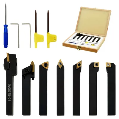 Produktbild von 12-teiliges Drehmeißel-Set mit Wendeplatten 8x8 mm und 70 mm Drehwerkzeugen