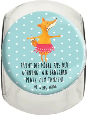 Produktbild von Mr. & Mrs. Panda Bonboniere Fuchs Ballerina XL 2000ml - Türkis Pastell - Geschenk, Ballett, Teedose, Aufbewahrungsdose, Kaffeedose, Frischhaltedose, glasbehälter, Party