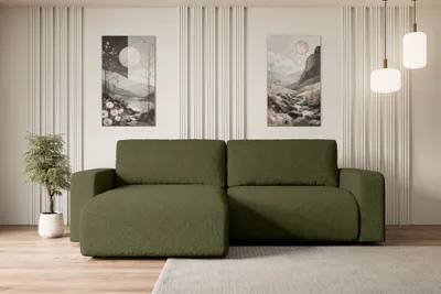 Produktbild von ALTDECOR Ecksofa mit Schlaffunktion und Bettkasten Corner Sofa Eckcouch Couch L-Form universal, links/rechts angeordnet Schlafcouch Ausziehbar Wohnlandschaft Schlafsofa KLEEA-L - 247x143x83cm Grün