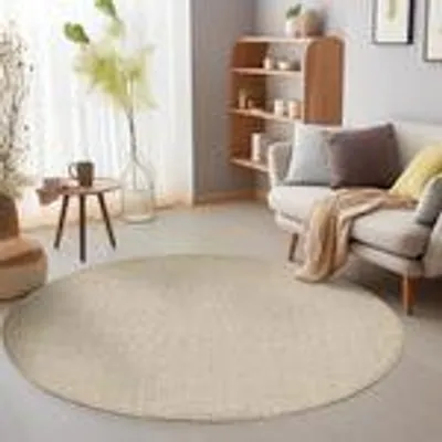 Produktbild von Schlingenteppich Schlafzimmer Einfarbig Meliert Design, Größe: 120 cm Rund, Farbe: Beige
