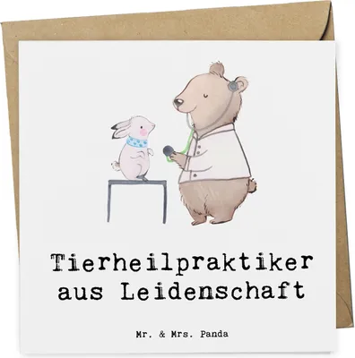 Produktbild von Mr. & Mrs. Panda Glückwunschkarte Tierheilpraktiker Leidenschaft - Weiß - Geschenk, faltkarte, doppelkarte, Klappkarte, Grußkarte, anlasskarte