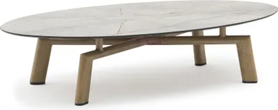 Immagine prodotto di Milani Home - Tavolino con struttura in alluminio effetto legno cm 137 l x 71 p x 31 h - Grigio chiaro