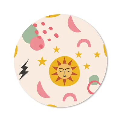 Produktbild von MuchoWow® Mauspad Mousepad Sonne - Mond - Muster 30x30 cm - Mousepads - Maus Mat - Pad - Mausunterlage - Tischunterlage - Schreibtischmatten