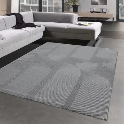 Immagine prodotto di Tappeto moderno riciclato - forme ovali - in grigio Dimensioni - 120 x 170 cm