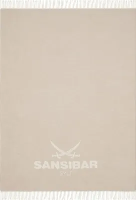 Produktbild von Sansibar Sylt Wohndecke Jacquard Scotch Decke mit dekorativem Sansibar Logo und Fransen, 150x200 cm, taupe/offwhite