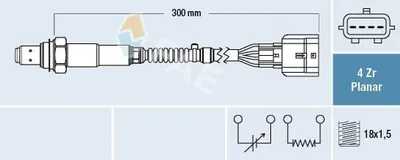 Produktbild von FAE Lambdasonde für DACIA LOGAN MCV (KS) nach-Kat Diagnosesonde Planarsonde 77522
